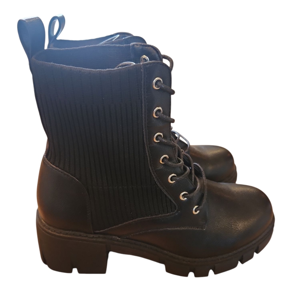 Black Lace-Up Ankle Boots